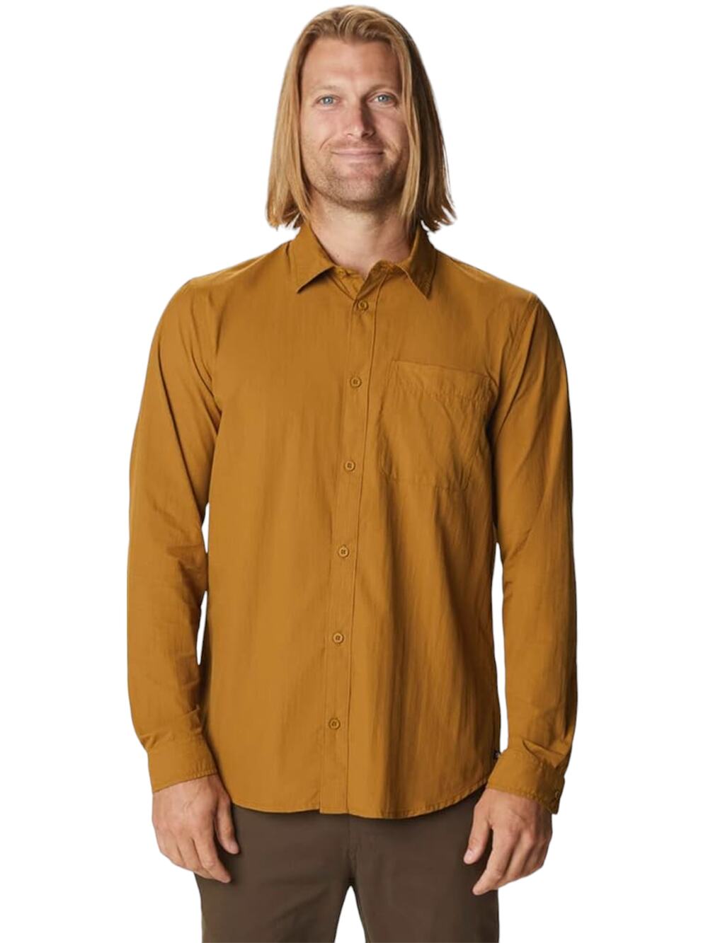 Mountain Hardwear Men's Olive Gold EL Portal Long Sleeve Shirt